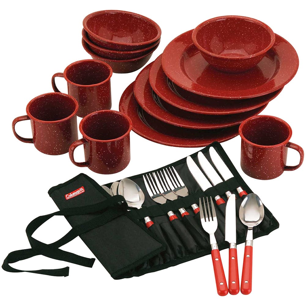 Coleman 24-Piece Speckled Enamelware Cook Set - Red - Premium Camping from Coleman - Just $58.14! Shop now at Prepared Bee