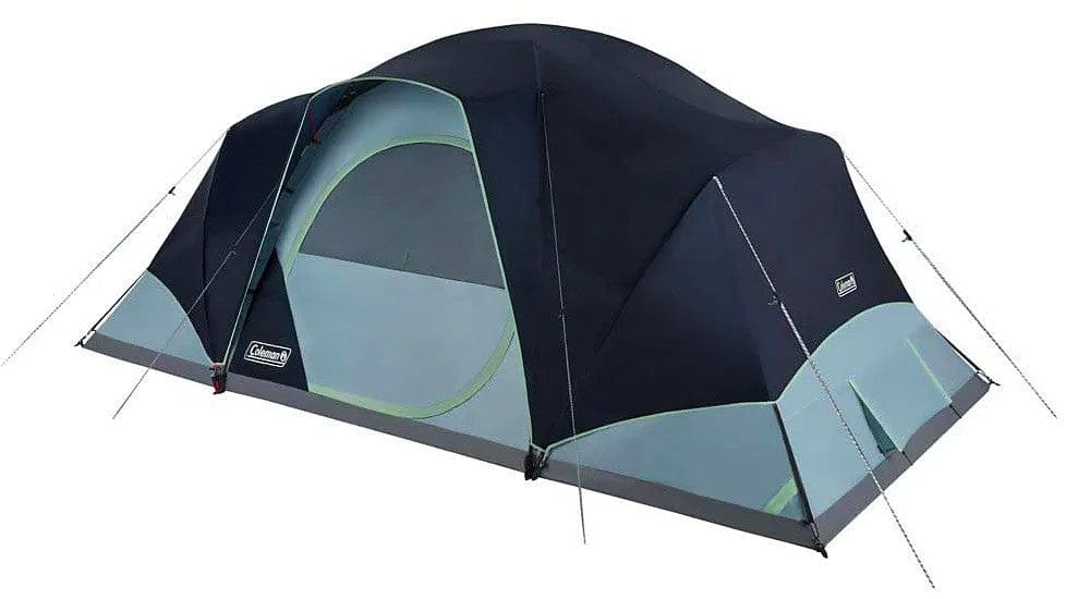 10 person tents for camping Coleman Skydome XL 10-Person Family Dome Camping Tent with 5 Minute Setup, Fits 3 Queen Airbeds, Blue Nights