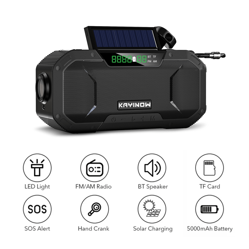 MUSHUI Radio Portable Urgence, FM/AM Radio Survie Avec Rechargeable Du USB/ Solaire/Dynamo à Manivelle Avec Lampe De Poche 2000mAh Powerbank SOS Alarm Pour Outdoor, Kit Camping (IPX3