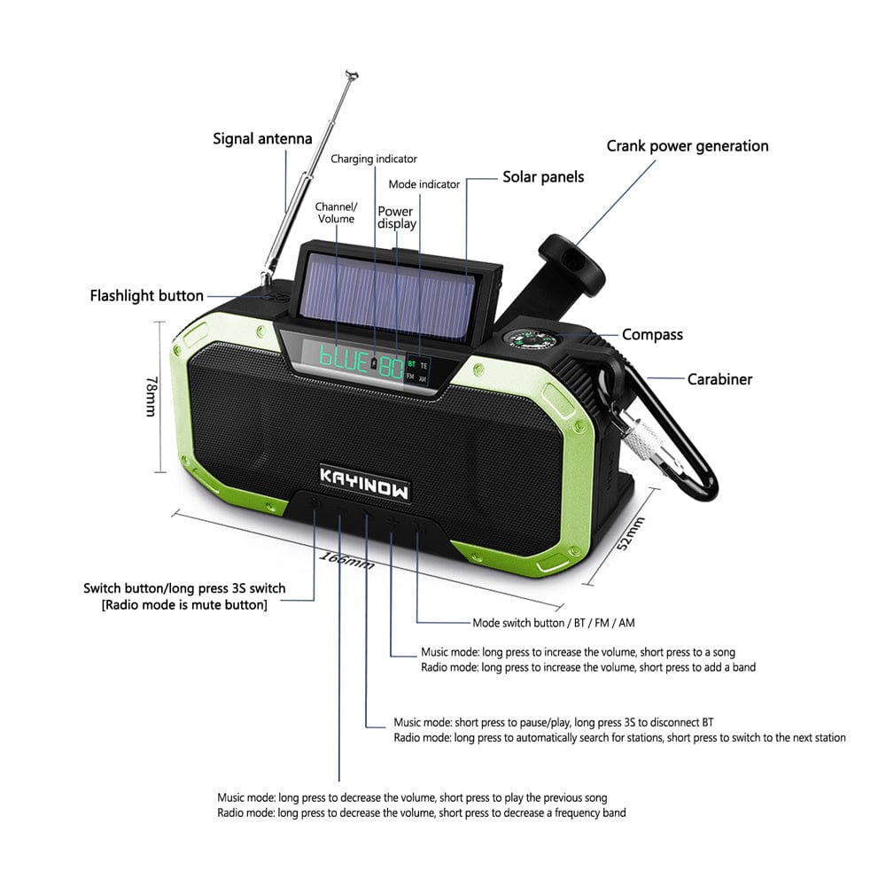 All-Weather Solar Radio and Power Bank with Hand Crank For Emergency, Outdoor, Survival - Premium Tools from Prepared Bee - Just $63.41! Shop now at Prepared Bee