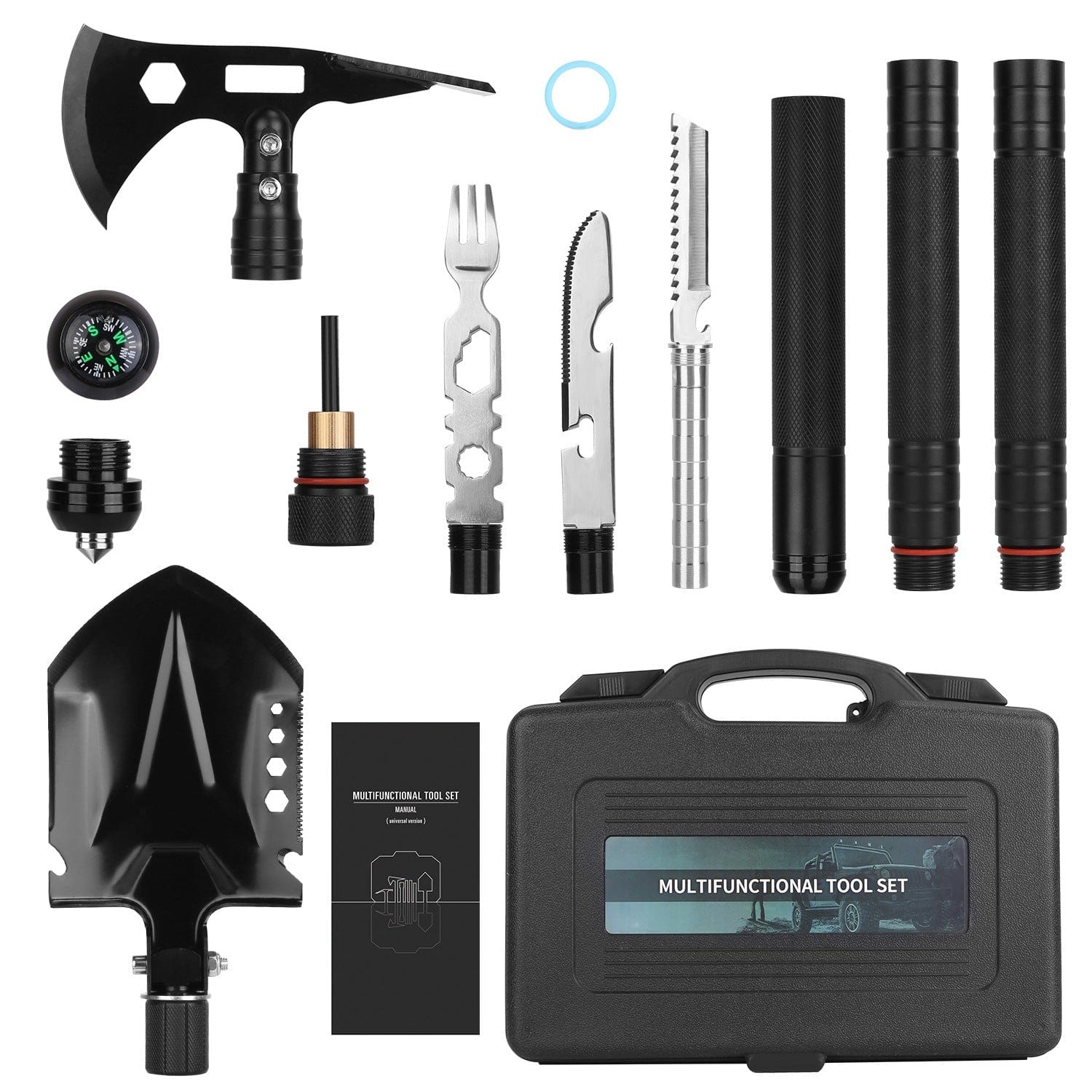 Ultimate Multifunctional Shovel Axe Set for Camping and Survival - Emergency Survival Gear With Extension Handles - Premium Tools from Prepared Bee - Just $56.83! Shop now at Prepared Bee