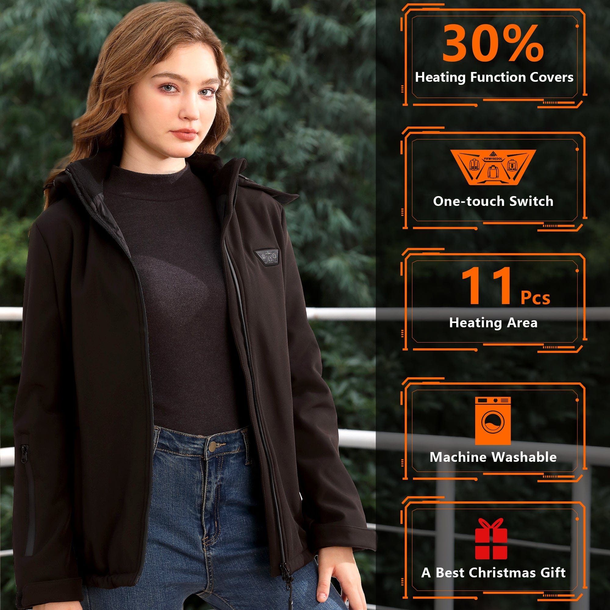 Women's Heated Jacket with 14400mAh Battery - 11-Zone Carbon Fiber Heating, - Machine Washable, Thermal Insulated Outdoor Sports Coat for Skiing, Hiking - Black - Premium Heated Jacket from PIFMYSEDOL - Just $105.28! Shop now at Prepared Bee