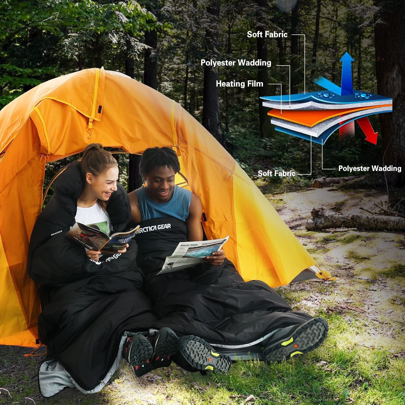 Antarctica Gear Heated Sleeping Bag For Adults 3 - With 16000mah 12v Battery Pack - Cold Weather Sleeping Bag For All Season Hiking & Camping - Black - Premium Sleeping Bags from Prepared Bee - Just $111.85! Shop now at Prepared Bee