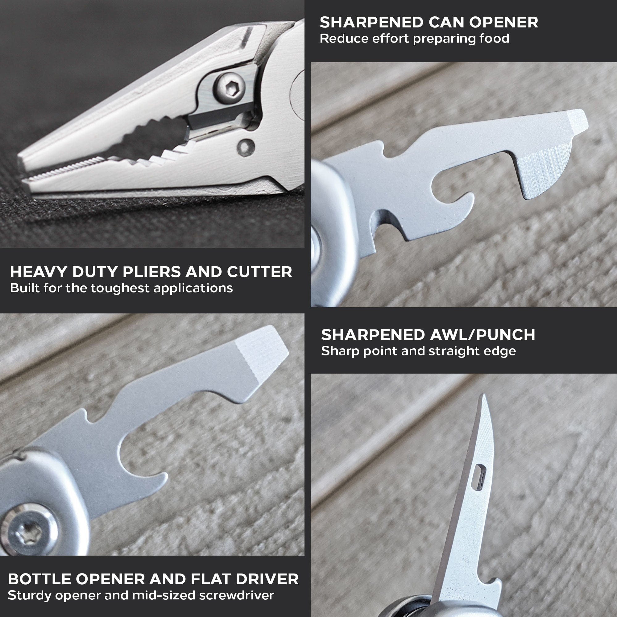 The Perfect Heavy Duty Multitool for Emergencies, Outdoors, Survival, Camping, Hiking - Military Grade Stainless Steel - ACTION™ Multitool - Premium Tools from Emergency Prep Gear - Just $50! Shop now at Prepared Bee
