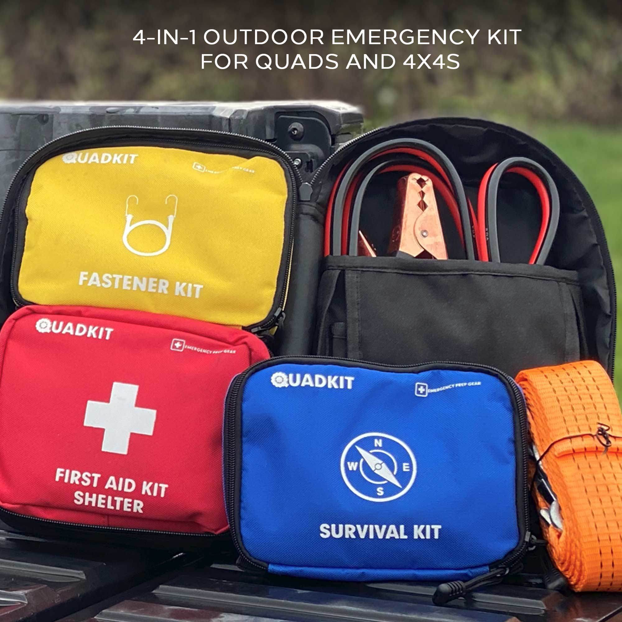 Quadkit ATV Off-Road Emergency Kit 4-in-1 Kit: Auto Kit; First Aid Kit; Survival Kit; Fastener Kit For ATVs, UTVs, SxS - Premium Medical Kits from Emergency Prep Gear - Just $85.54! Shop now at Prepared Bee