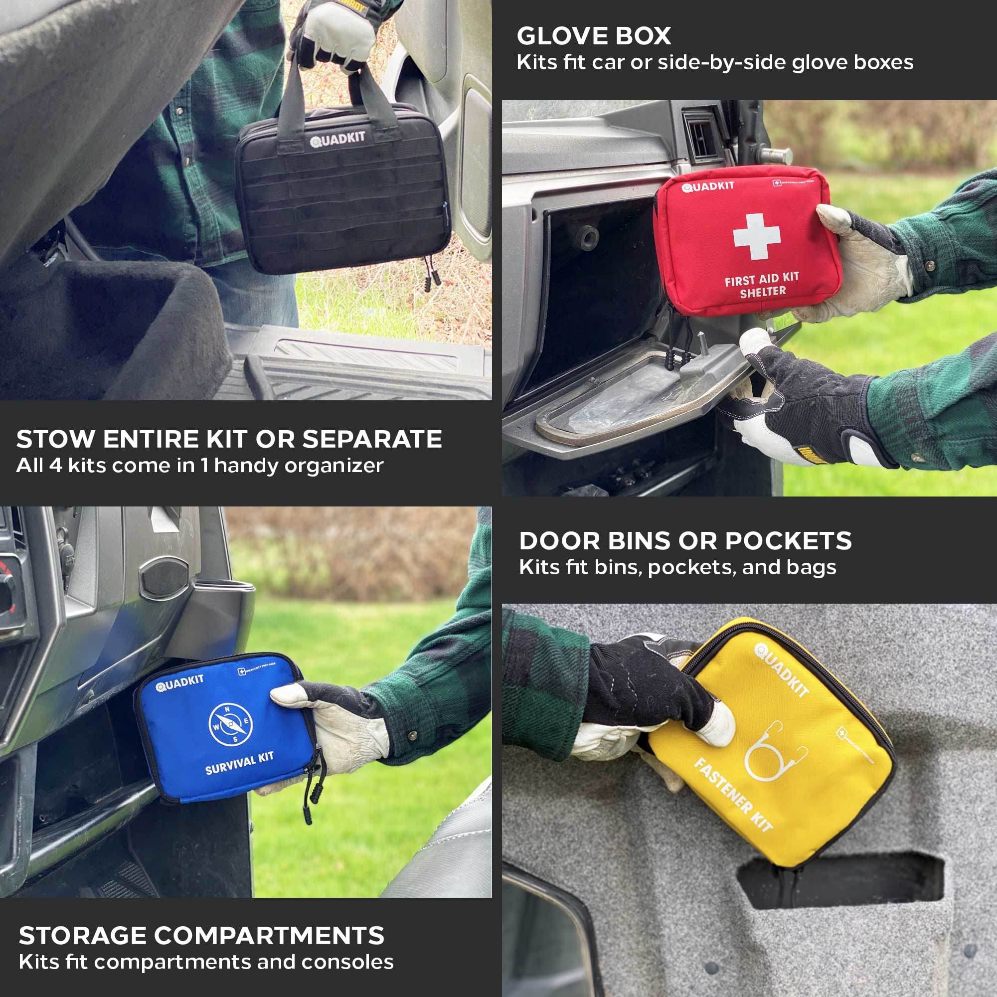 Quadkit ATV Off-Road Emergency Kit 4-in-1 Kit: Auto Kit; First Aid Kit; Survival Kit; Fastener Kit For ATVs, UTVs, SxS - Premium Medical Kits from Emergency Prep Gear - Just $85.54! Shop now at Prepared Bee