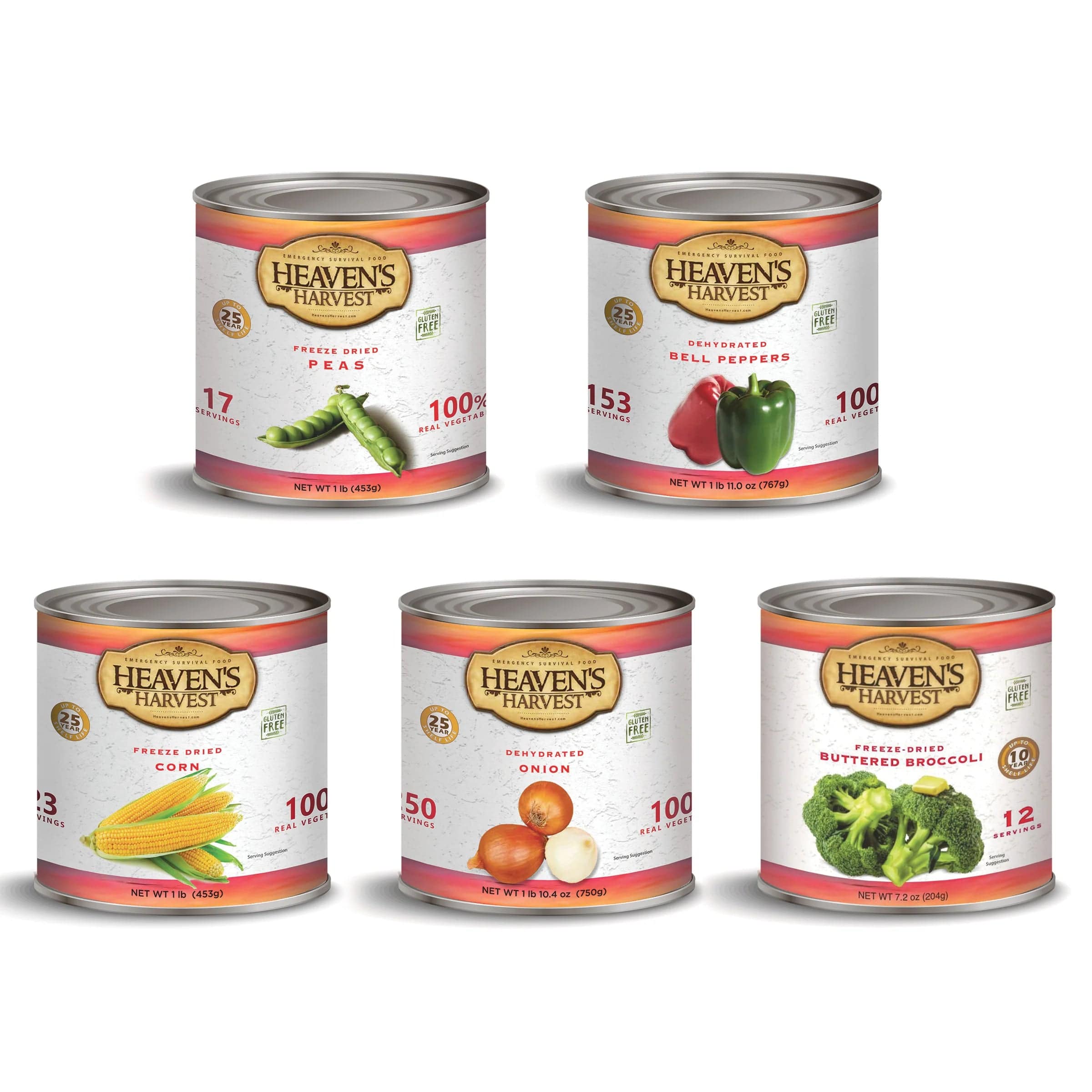 Heaven's Harvest Freeze-Dried/Dehydrated Vegetable Bundle For Emergency Preparedness - Premium Emergency Food Supply from Heaven's Harvest - Just $169.99! Shop now at Prepared Bee