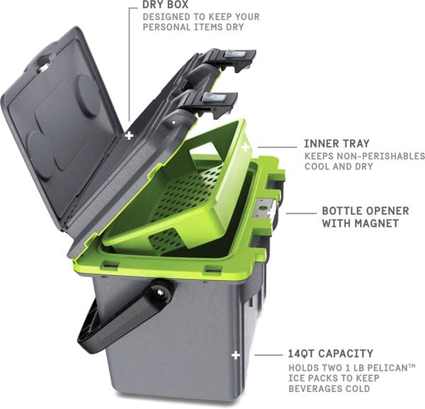 Pelican Coolers Im 14 Quart - Dkgray/green W/dry Storage - Premium Coolers from Pelican - Just $119.95! Shop now at Prepared Bee