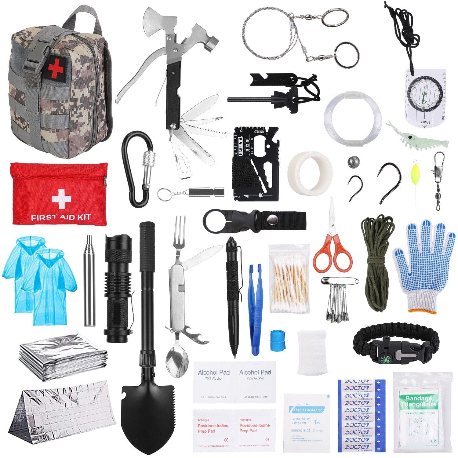 Ultimate Outdoor Survival Kit: 125pcs in One Pack - Emergency Survival Gear Tactical First Aid Kit Supplies For Outdoor Adventure Camping Hiking Hunting - Premium Tools from Global Phoenix - Just $47.58! Shop now at Prepared Bee
