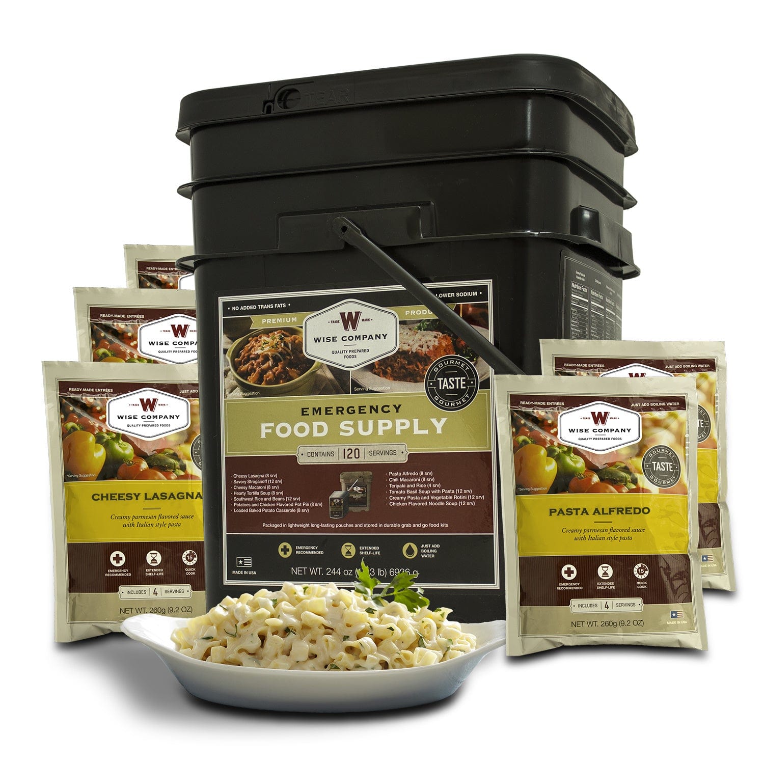 Wise Company 120 Serving Entree Only Grab and Go Bucket Freeze-dried Emergency Food Supply - Premium Emergency Food Supply from Wise Company - Just $299.99! Shop now at Prepared Bee