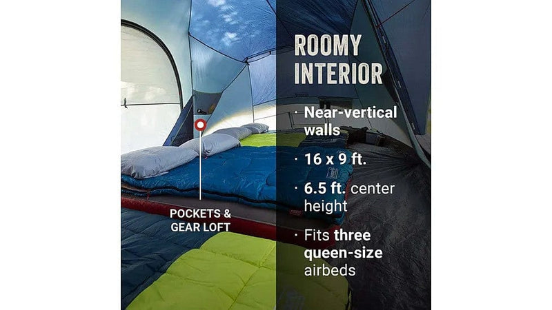 Coleman Skydome XL 10-Person Family Dome Camping Tent with 5 Minute Setup, Fits 3 Queen Airbeds, Blue Nights