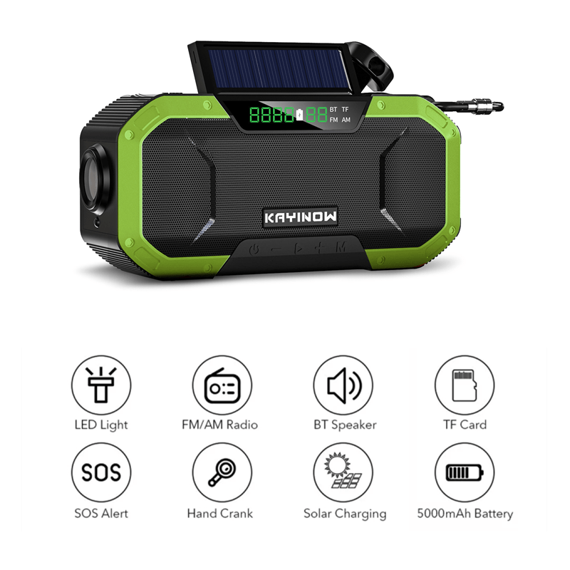 All-Weather Solar Radio and Power Bank with Hand Crank For Emergency, Outdoor, Survival