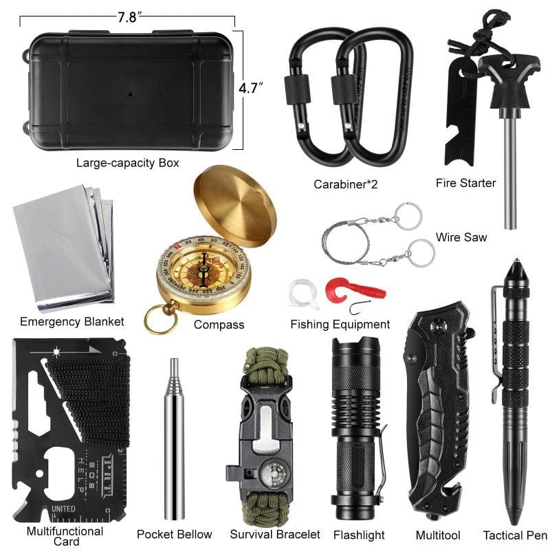 Outdoor Emergency Camping Hiking Survival Gear Tools 14-in-1 Kit - Premium Tools from Prepared Bee - Just $59.21! Shop now at Prepared Bee
