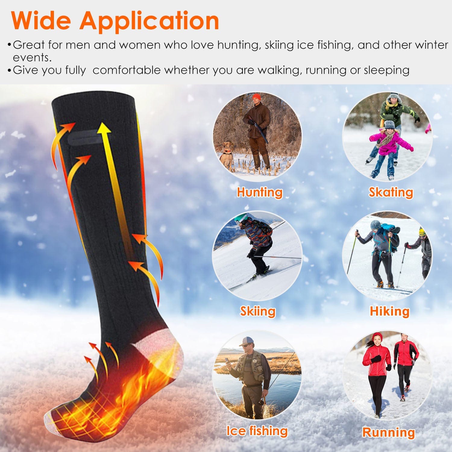 Electric Heated Socks For Men Women - Rechargeable Battery Feet Warmer - Machine Washable - Black - Premium Heated Socks from Prepared Bee - Just $40.69! Shop now at Prepared Bee