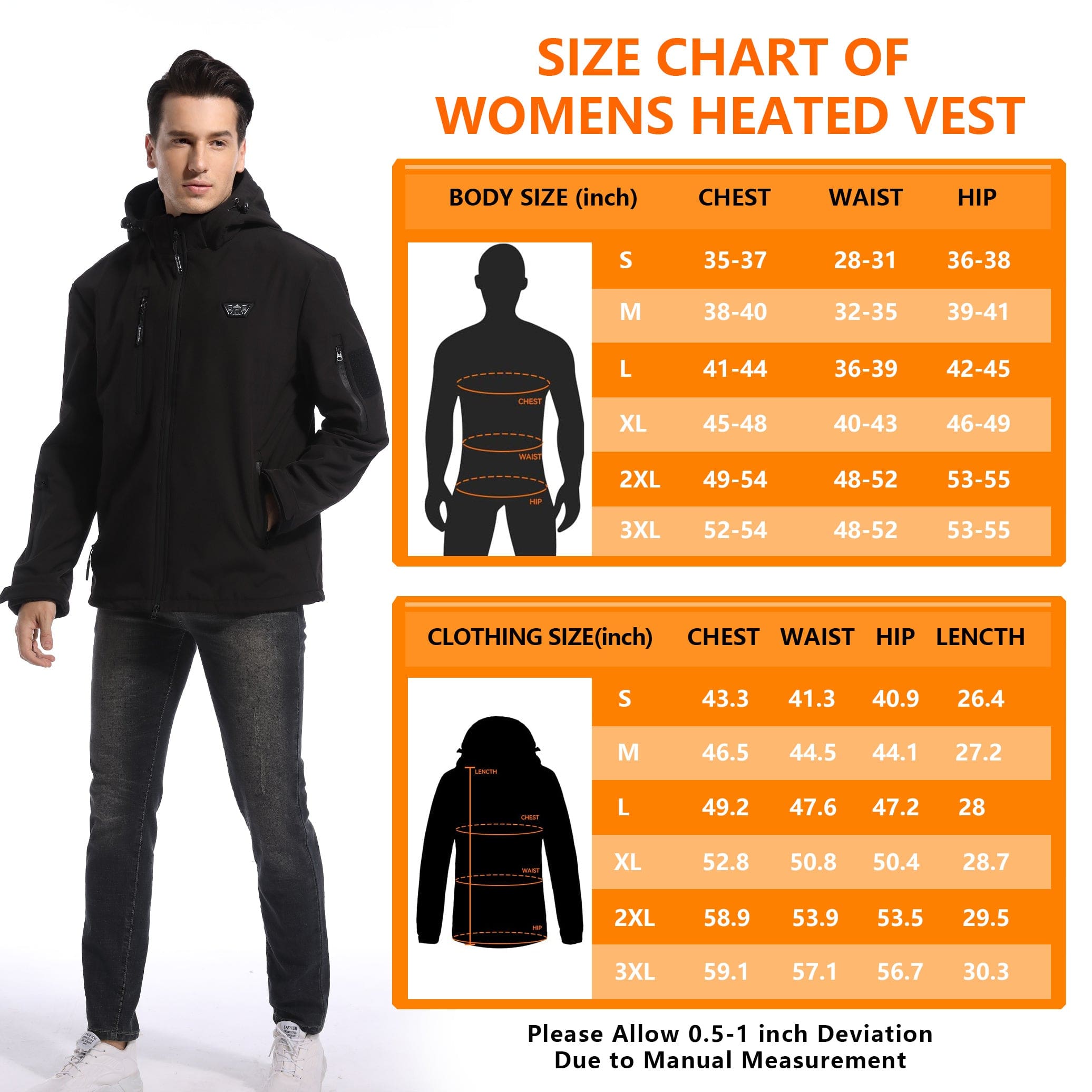 Men's Heated Jacket For Outdoor Sports, Skiing, Hiking - Machine Washable Jacket In Black - Premium Heated Jacket from PIFMYSEDOL - Just $105.28! Shop now at Prepared Bee