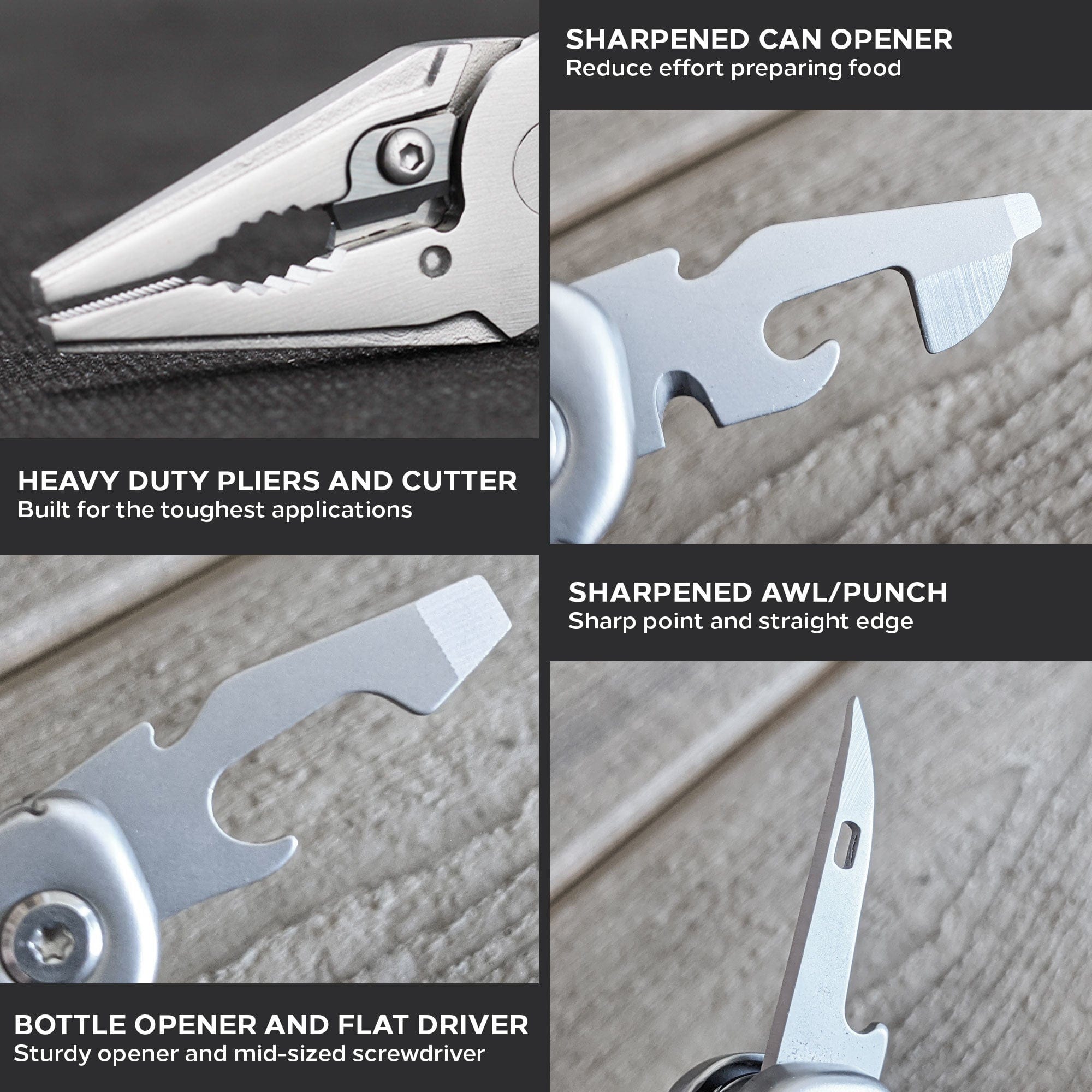 The Perfect Heavy Duty Multitool for Emergencies, Outdoors, Survival, Camping, Hiking - Military Grade Stainless Steel -  ACTION™ Multitool
