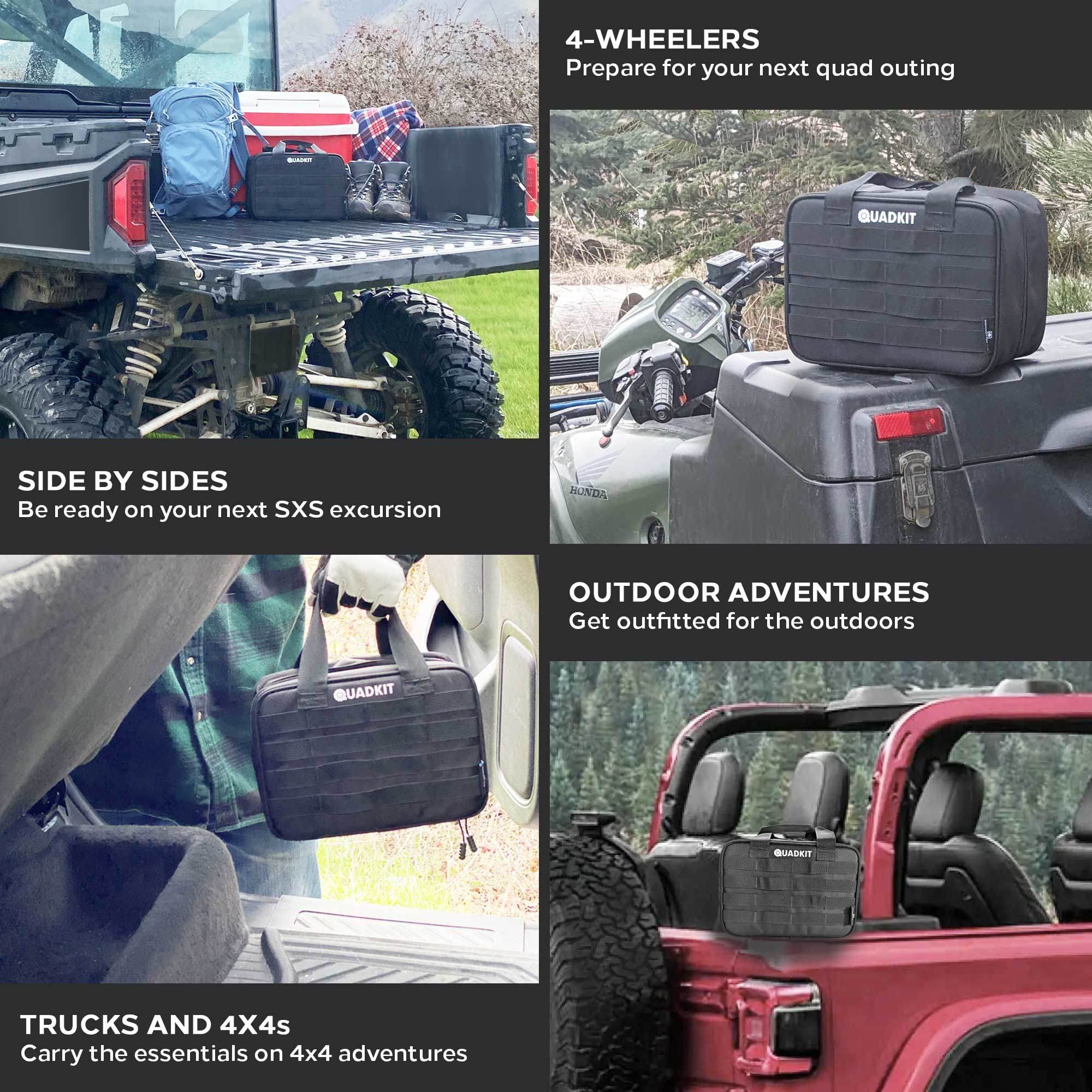 Quadkit ATV Off-Road Emergency Kit 4-in-1 Kit: Auto Kit;  First Aid Kit;  Survival Kit;  Fastener Kit For ATVs, UTVs, SxS