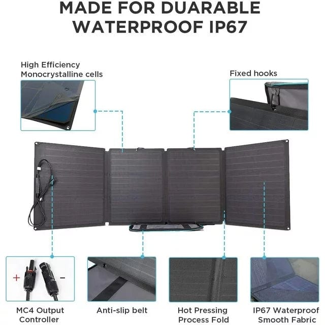 EcoFlow 110W Portable Solar Panel - Chainable, Foldable Solar Charger - Waterproof for Outdoor Use, Compatible with Power Station Generators