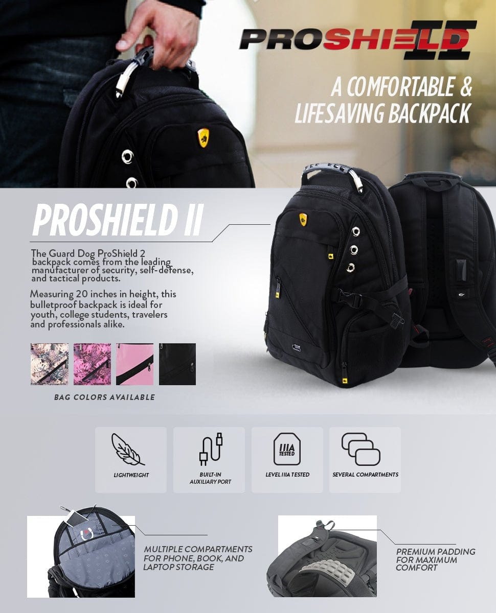 Guard Dog ProShield II Bulletproof Backpack - Level IIIA Ballistic Protection 