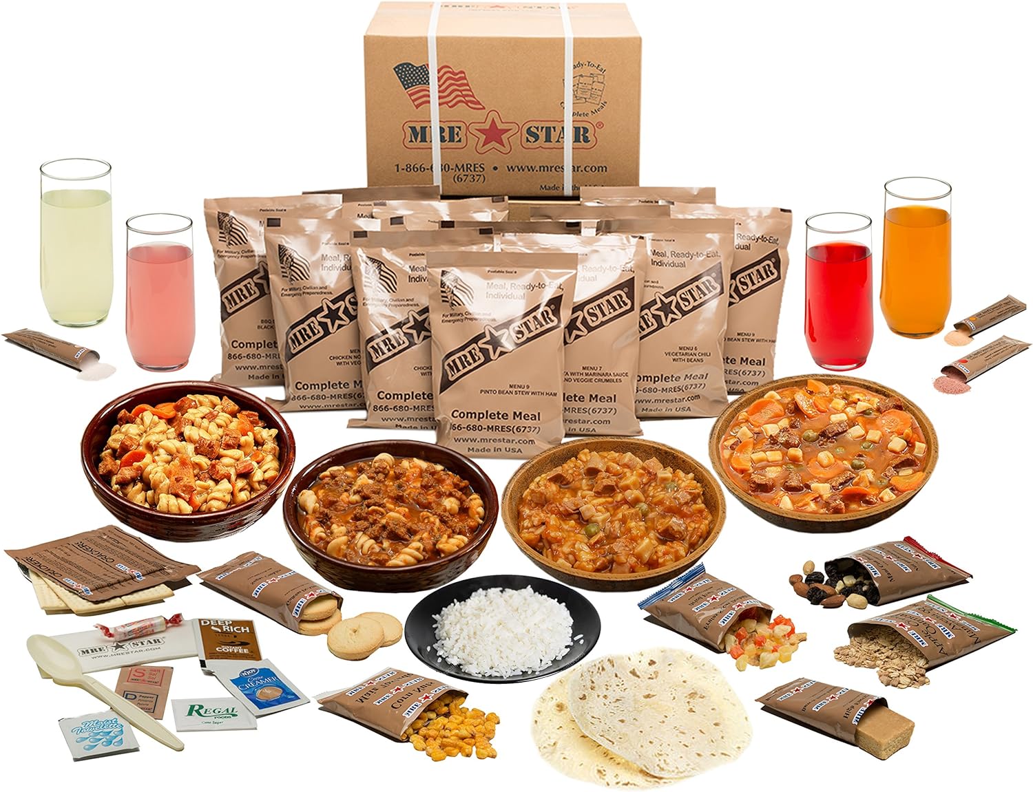MRE STAR Complete Meals: M-018H Military Spec Meal Ready To Eat Rations - Premium Emergency Food Supply from MRE Star - Just $139.49! Shop now at Prepared Bee