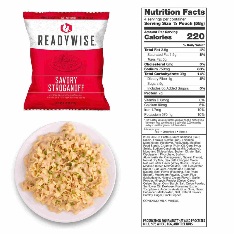 ReadyWise Organic Emergency Food Supply - 120 Serving Freeze-dried Entrée Meals- Wise Food Company