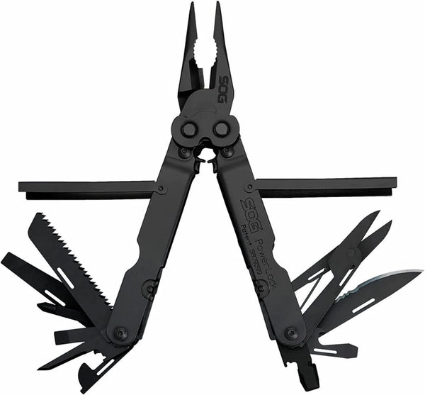SOG Professional Multi-Tool Gear PowerLock Black, Scissors, Nylon Pouch - 18 Tools - 420 Stainless steel