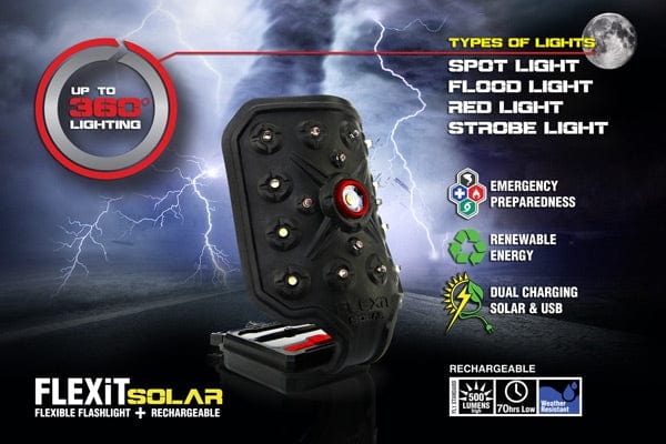 Striker Flex-it Solar Flashlgt - W/usb Quick Charge Port 5 Mod< - Premium Lights from Striker - Just $49.99! Shop now at Prepared Bee