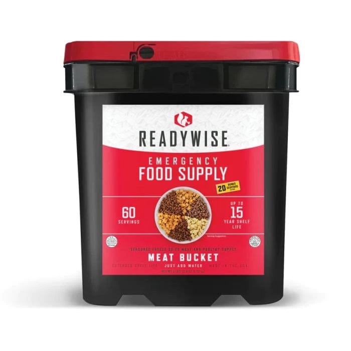 ReadyWise 60-Serving Freeze-Dried Meat & 20 Bonus Rice Bucket: Long-Lasting, Nutritious Emergency Food Supply - Premium Emergency Food Supply from ReadyWise - Just $289.99! Shop now at Prepared Bee