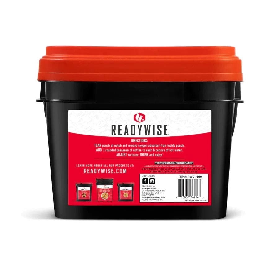 ReadyWise Bulk 360-Servings Freeze-Dried Colombian Coffee: Long-Lasting, Convenient Emergency Coffee Supply - Premium Emergency Food Supply from ReadyWise - Just $94.99! Shop now at Prepared Bee