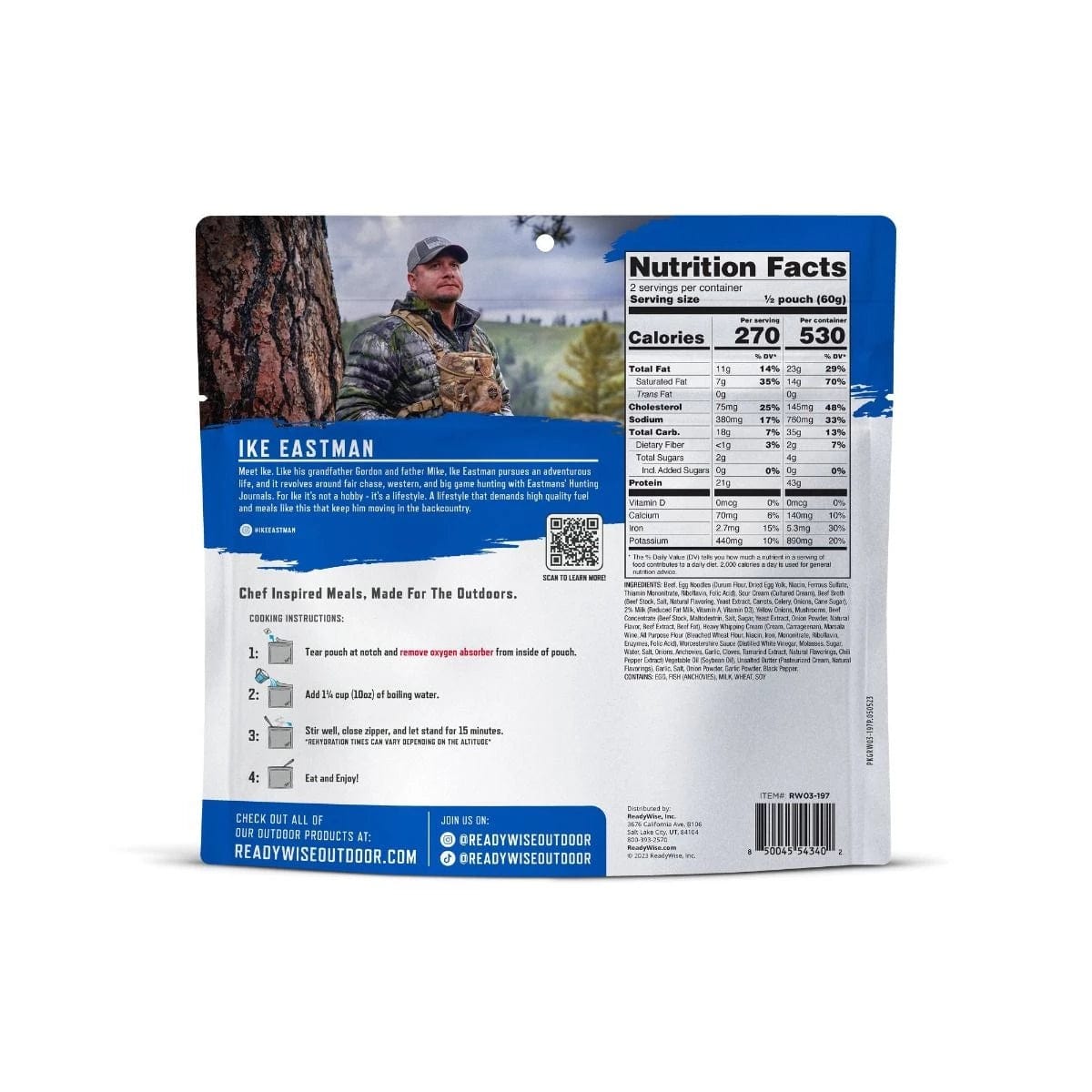 ReadyWise Outdoor Pro Adventure Beef Stroganoff: Gourmet 6-Pack Meal with Mushroom Cream Sauce for Camping & Hiking - Premium Emergency Food Supply from ReadyWise - Just $79.99! Shop now at Prepared Bee