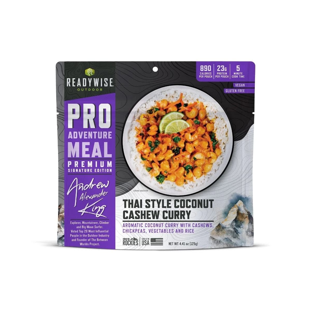 ReadyWise Thai Coconut Cashew Curry: Vegan Outdoor Pro Adventure Meal 6-Pack for Hiking & Camping