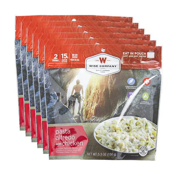 Wise Company Freeze Dried Pasta Alfredo With Chicken 6ct Pack (2 Serving Pouch) - Premium Emergency Food Supply from Wise Company - Just $47.99! Shop now at Prepared Bee