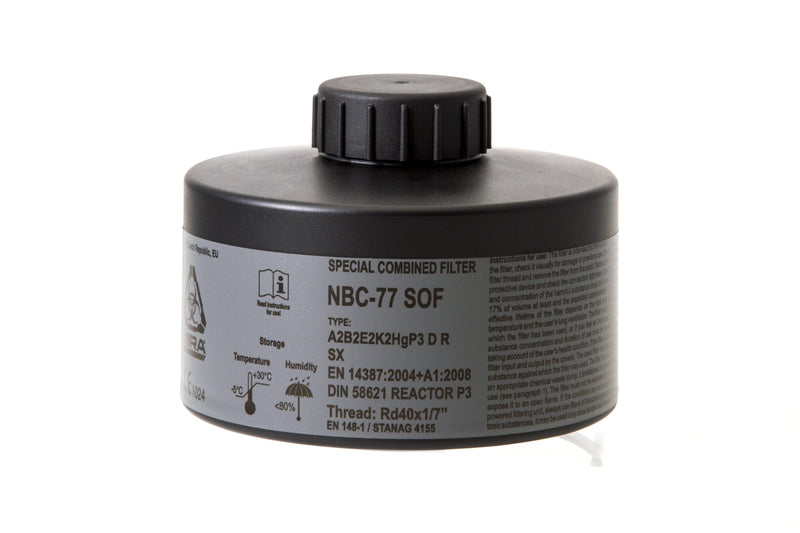 NBC-77 SOF CBRN Gas Mask Filter Canister 40mm Thread - NATO Respirators Compatible - Respirator Cartridge MIRA Safety